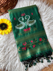 Soft Muga Cotton Rajhans Pallu Saree
