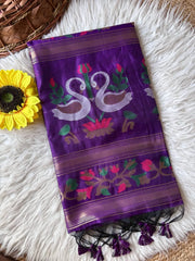 Soft Muga Cotton Rajhans Pallu Saree