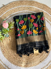 Soft Muga Cotton Pichwai Jamdani Saree