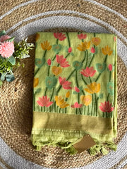 Soft Muga Cotton Pichwai Jamdani Saree