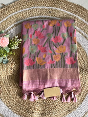 Soft Muga Cotton Pichwai Jamdani Saree
