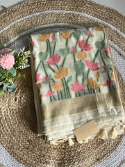 Soft Muga Cotton Pichwai Jamdani Saree