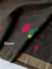 Muslin Muga Jamdani Lotus Saree