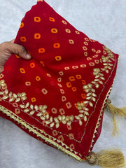 AS-002 | Pure Georgette Bandhani Hand Work Saree