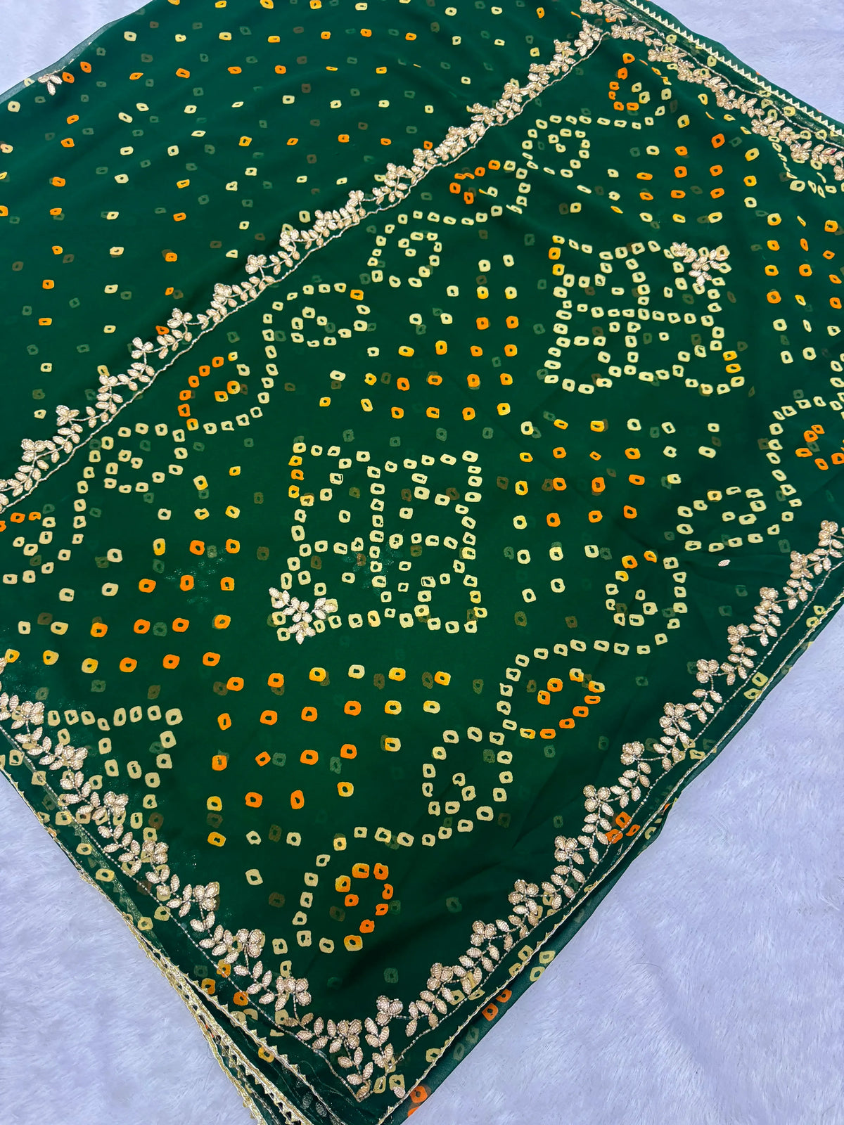 AS-002 | Pure Georgette Bandhani Hand Work Saree