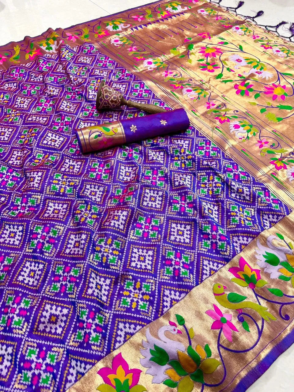 AS-004 | Soft Silk Paithani Patola Fusion Saree