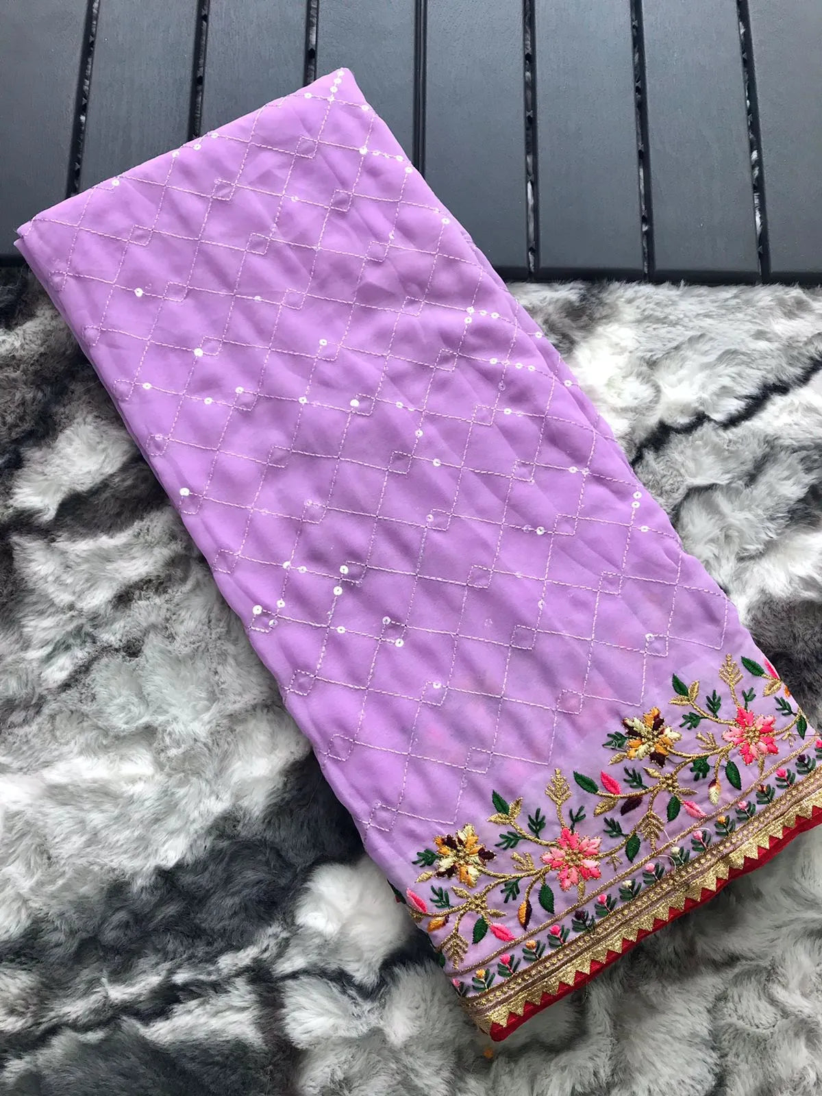Pure Georgette Sequence Work Saree