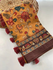 Malai Cotton Digital Printed Kalamkari Saree