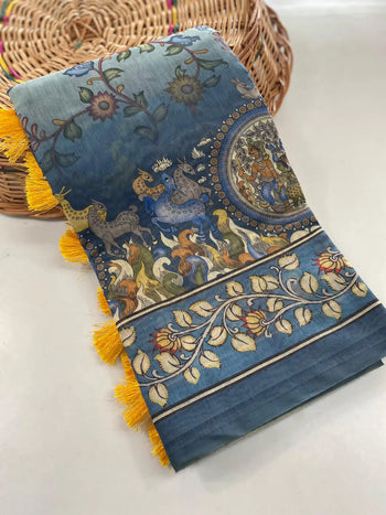 Malai Cotton Digital Printed Kalamkari Saree