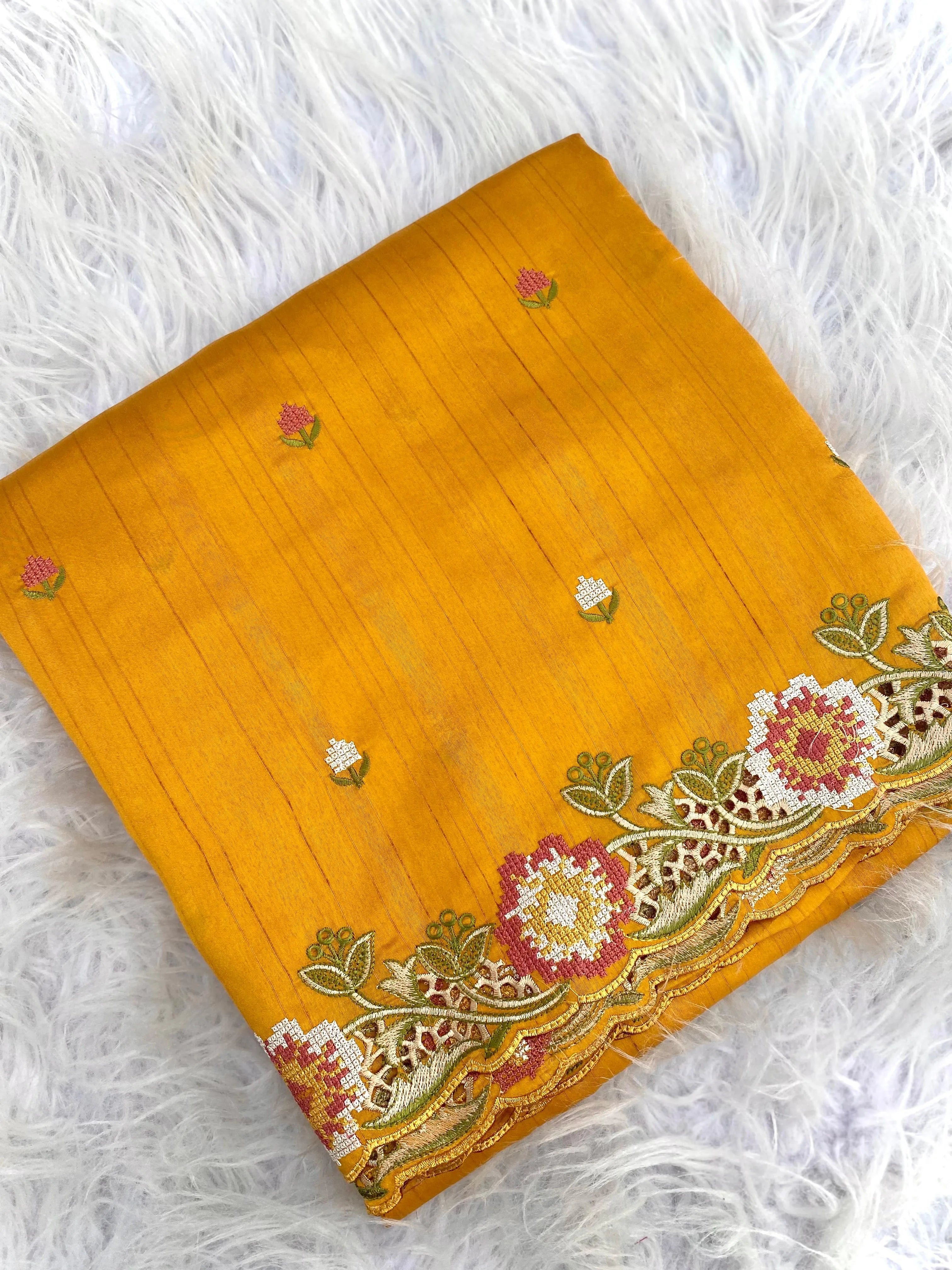 Embroidery Work Tussar Silk Saree