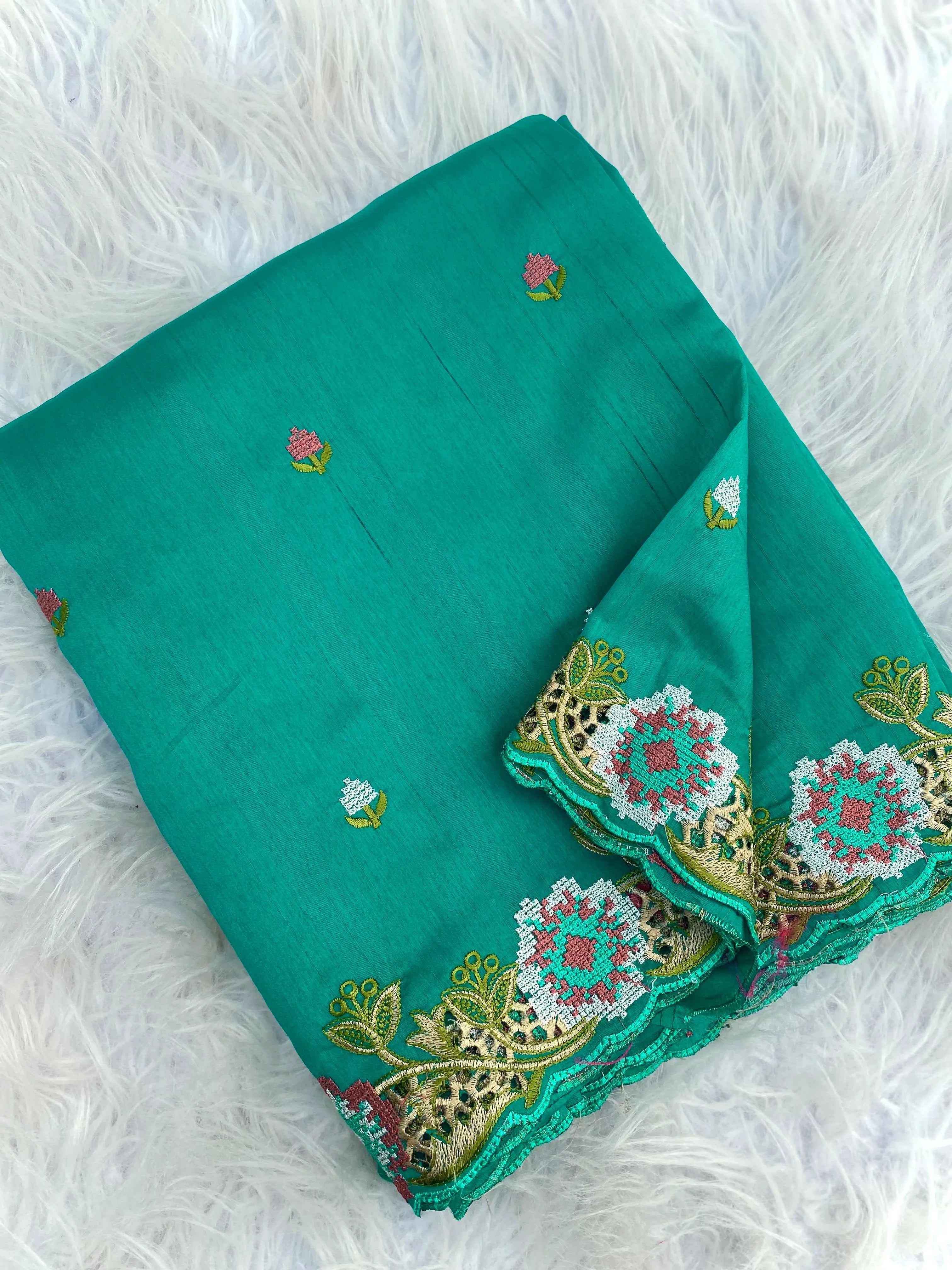 Embroidery Work Tussar Silk Saree