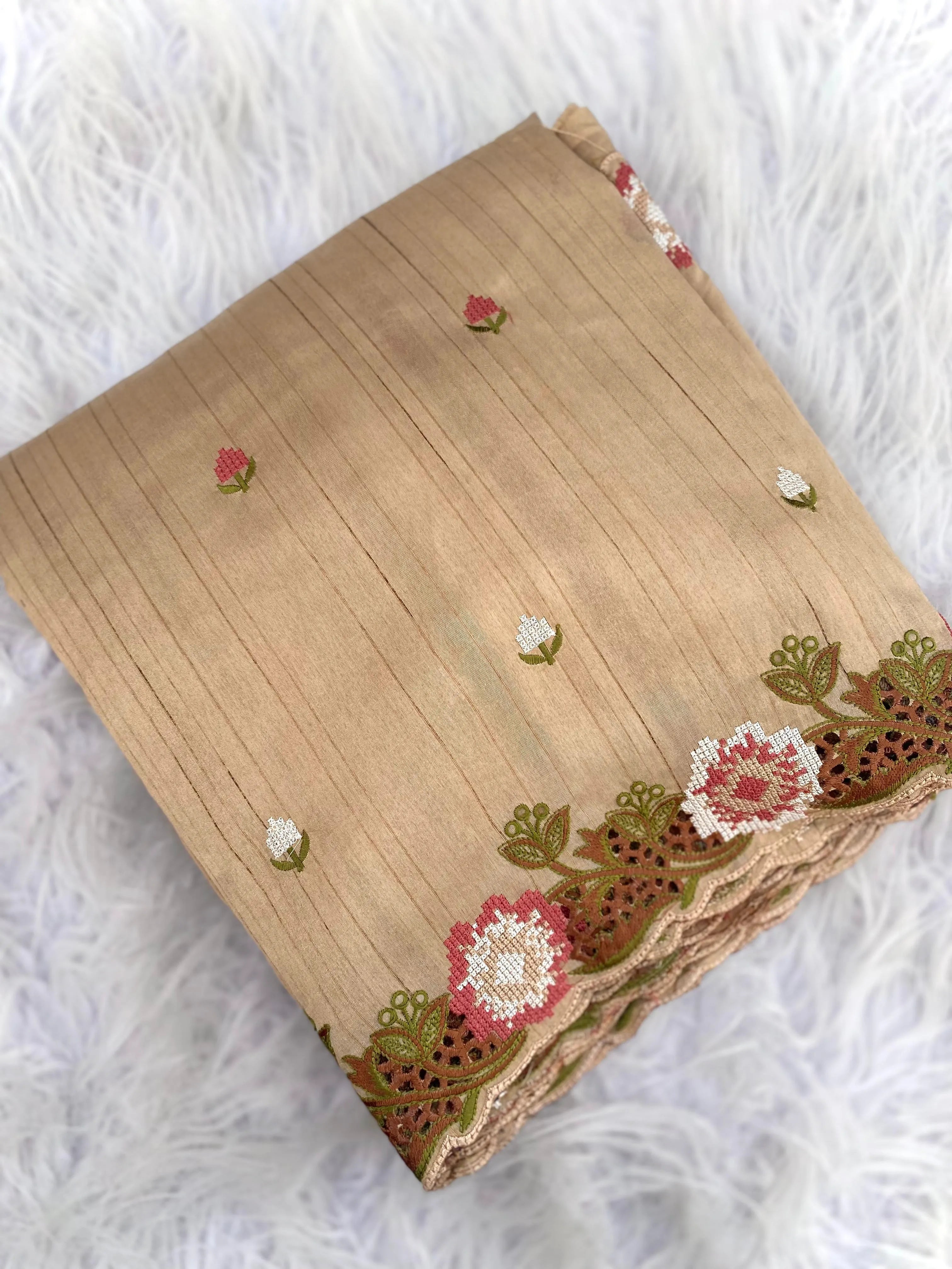 Embroidery Work Tussar Silk Saree