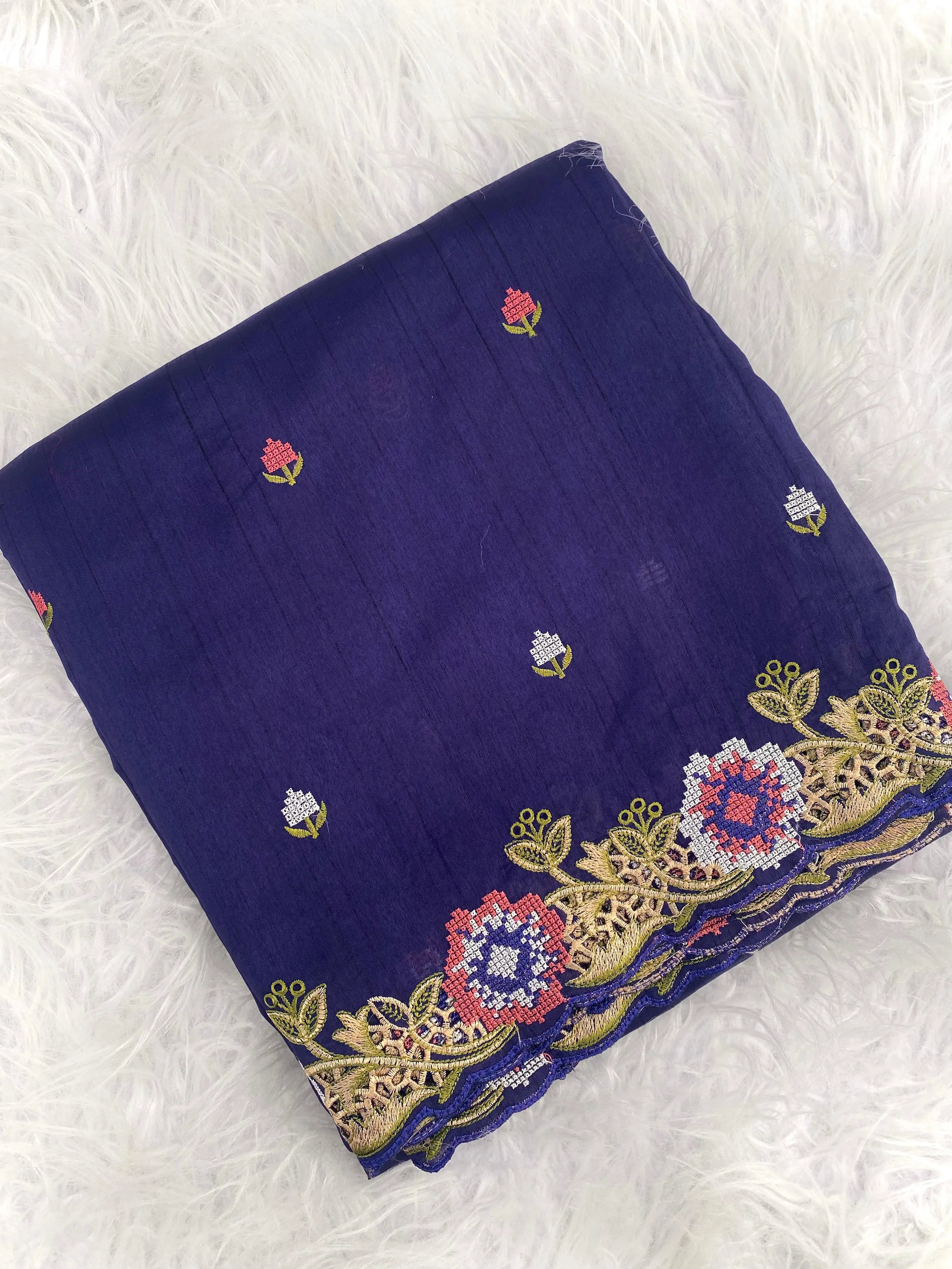 Embroidery Work Tussar Silk Saree