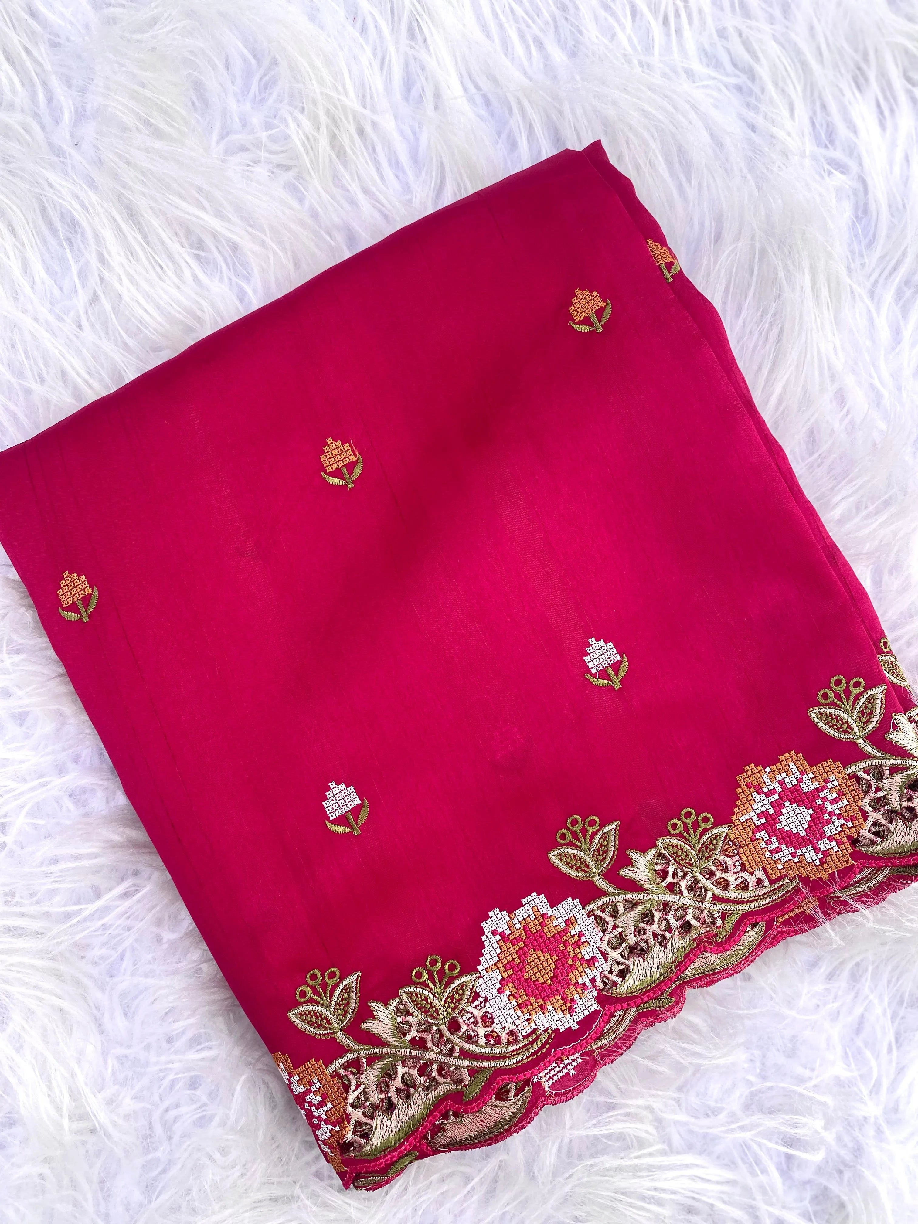 Embroidery Work Tussar Silk Saree