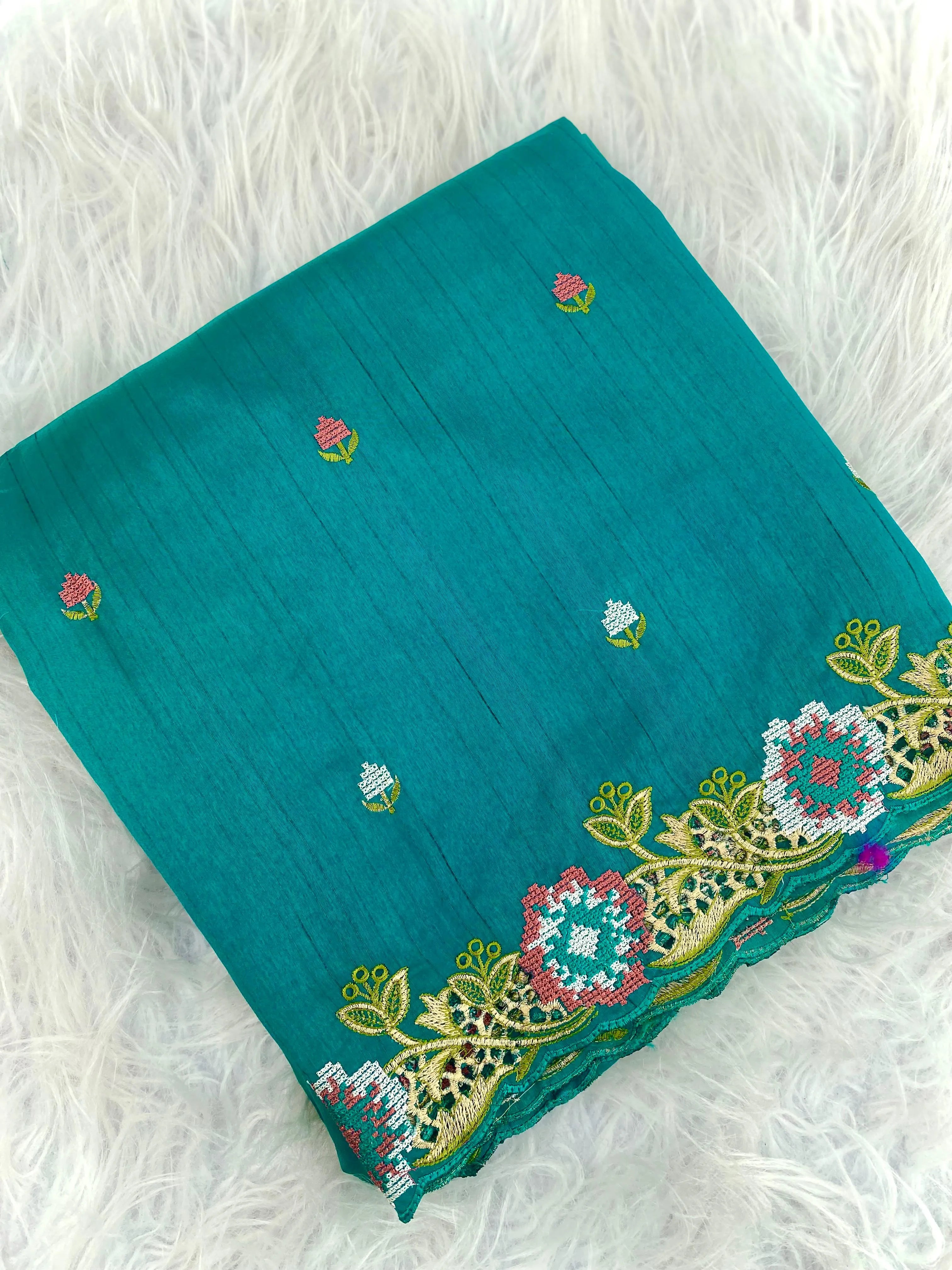 Embroidery Work Tussar Silk Saree