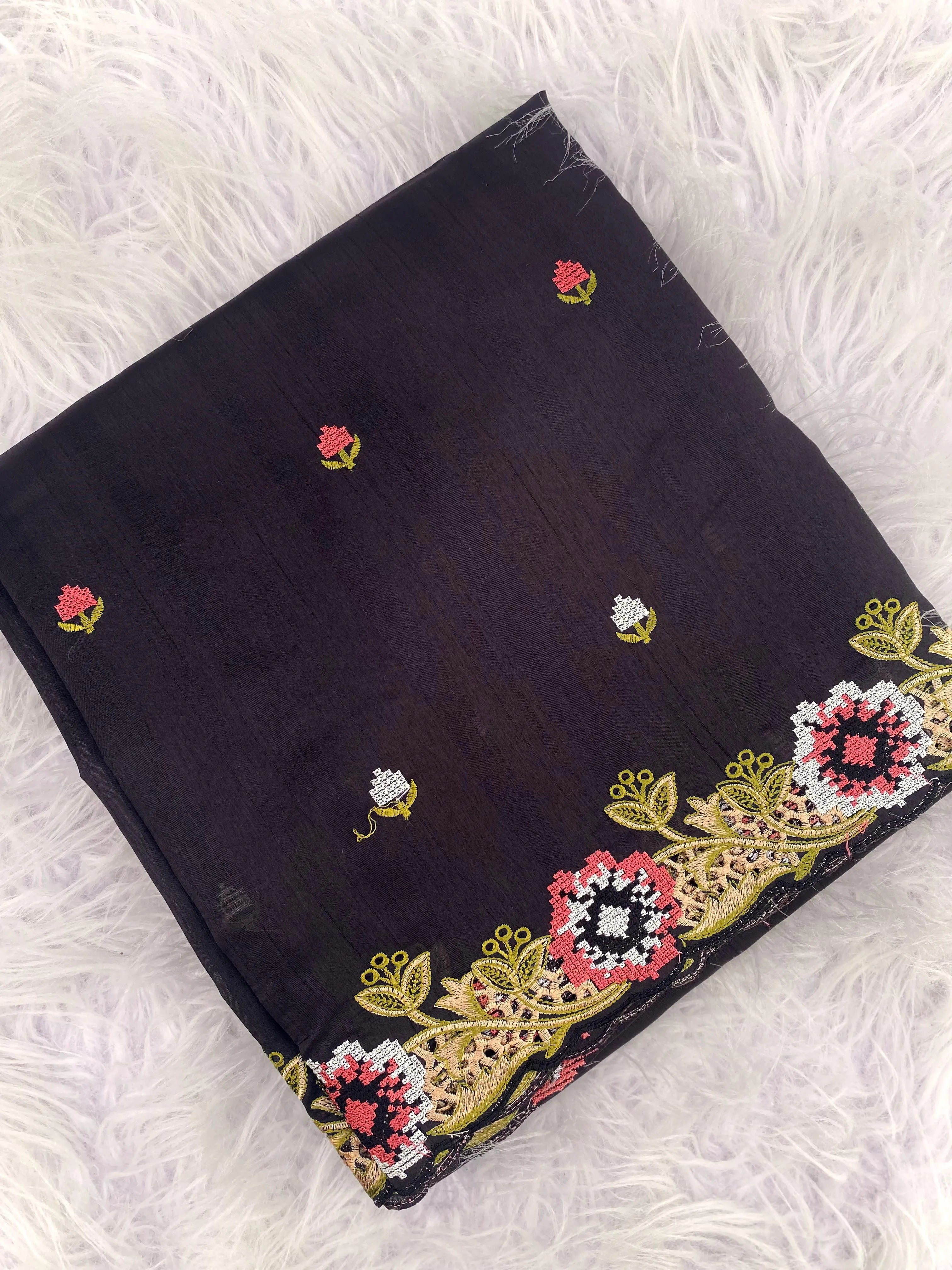 Embroidery Work Tussar Silk Saree