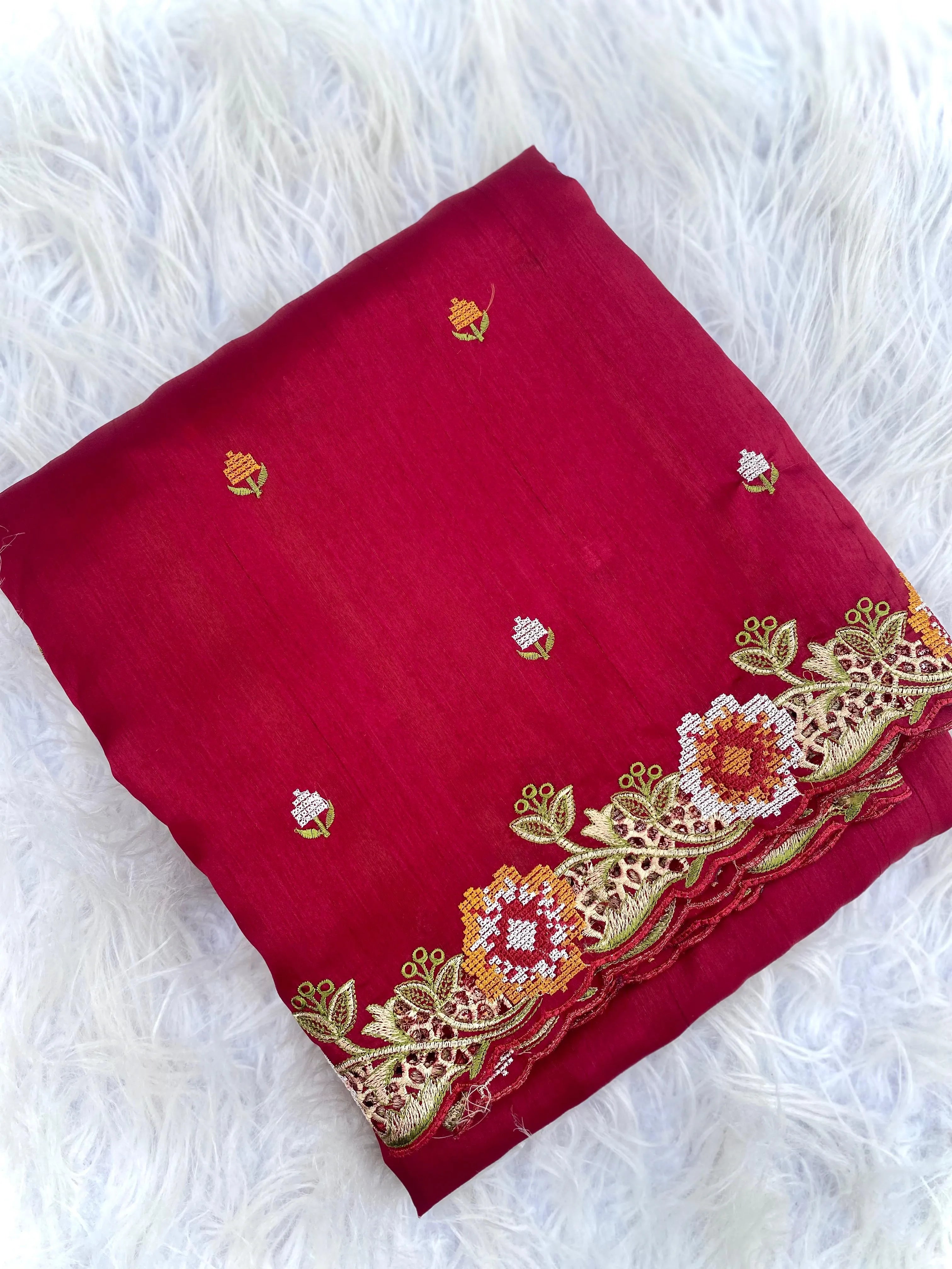 Embroidery Work Tussar Silk Saree