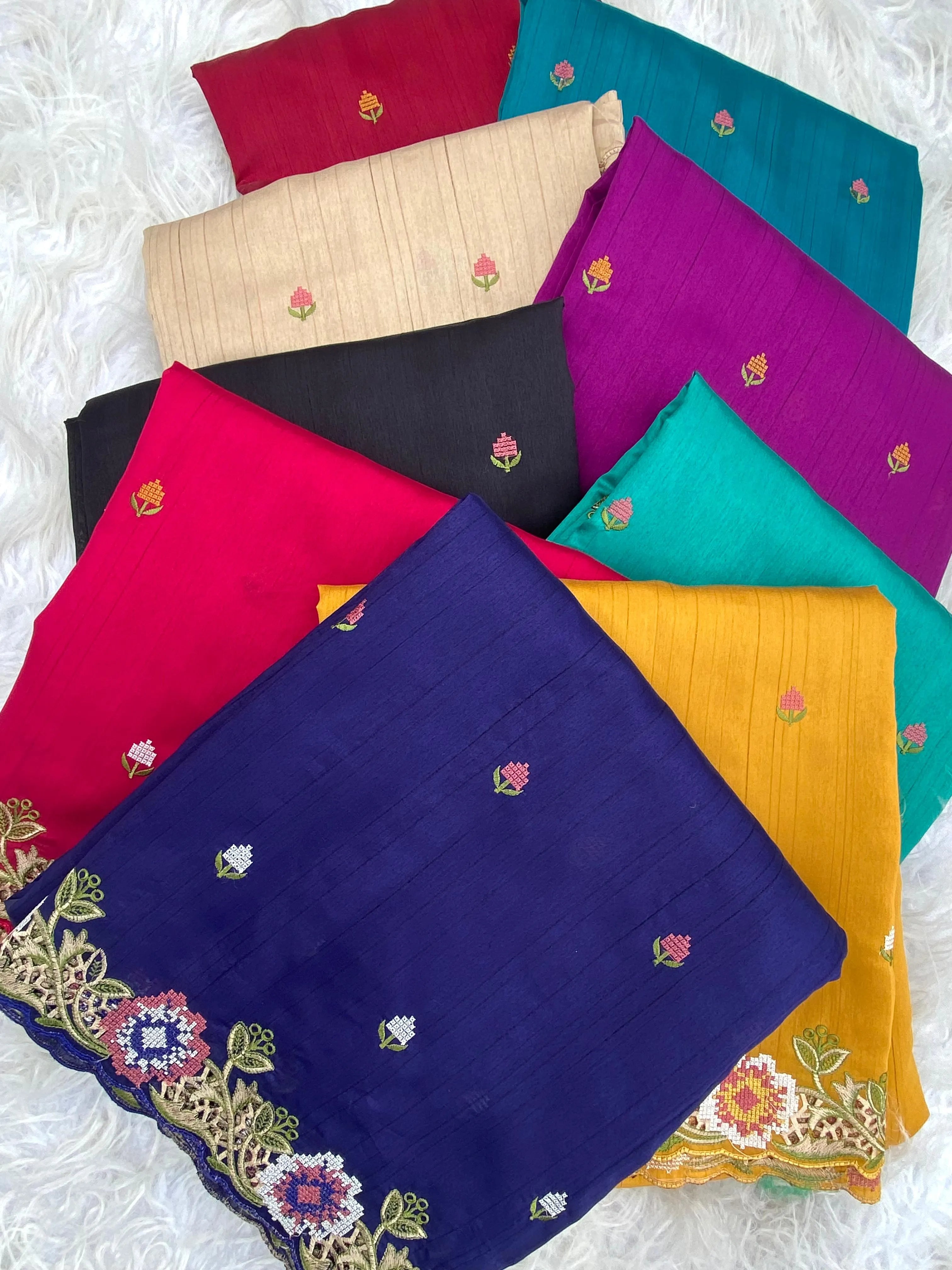 Embroidery Work Tussar Silk Saree