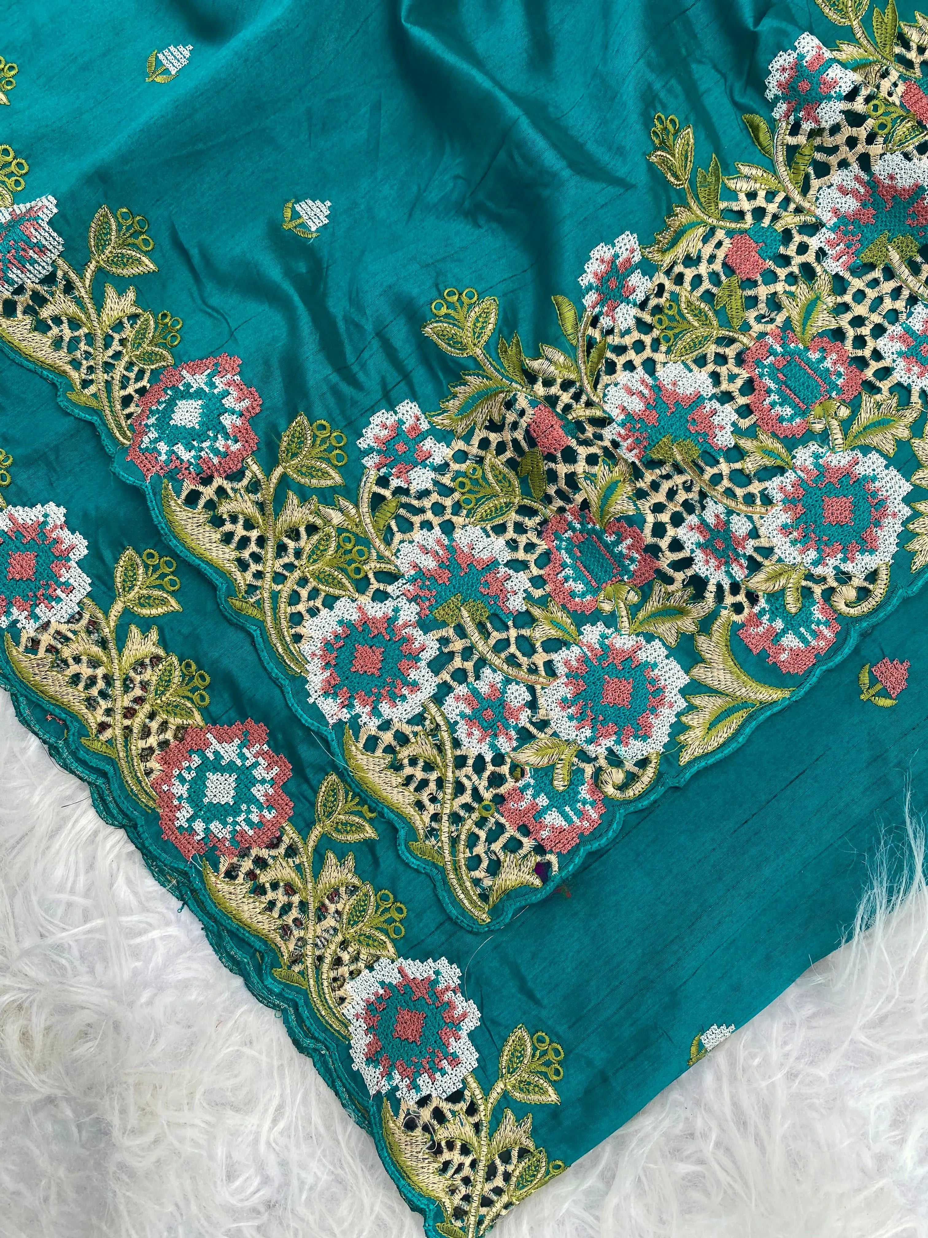 Embroidery Work Tussar Silk Saree