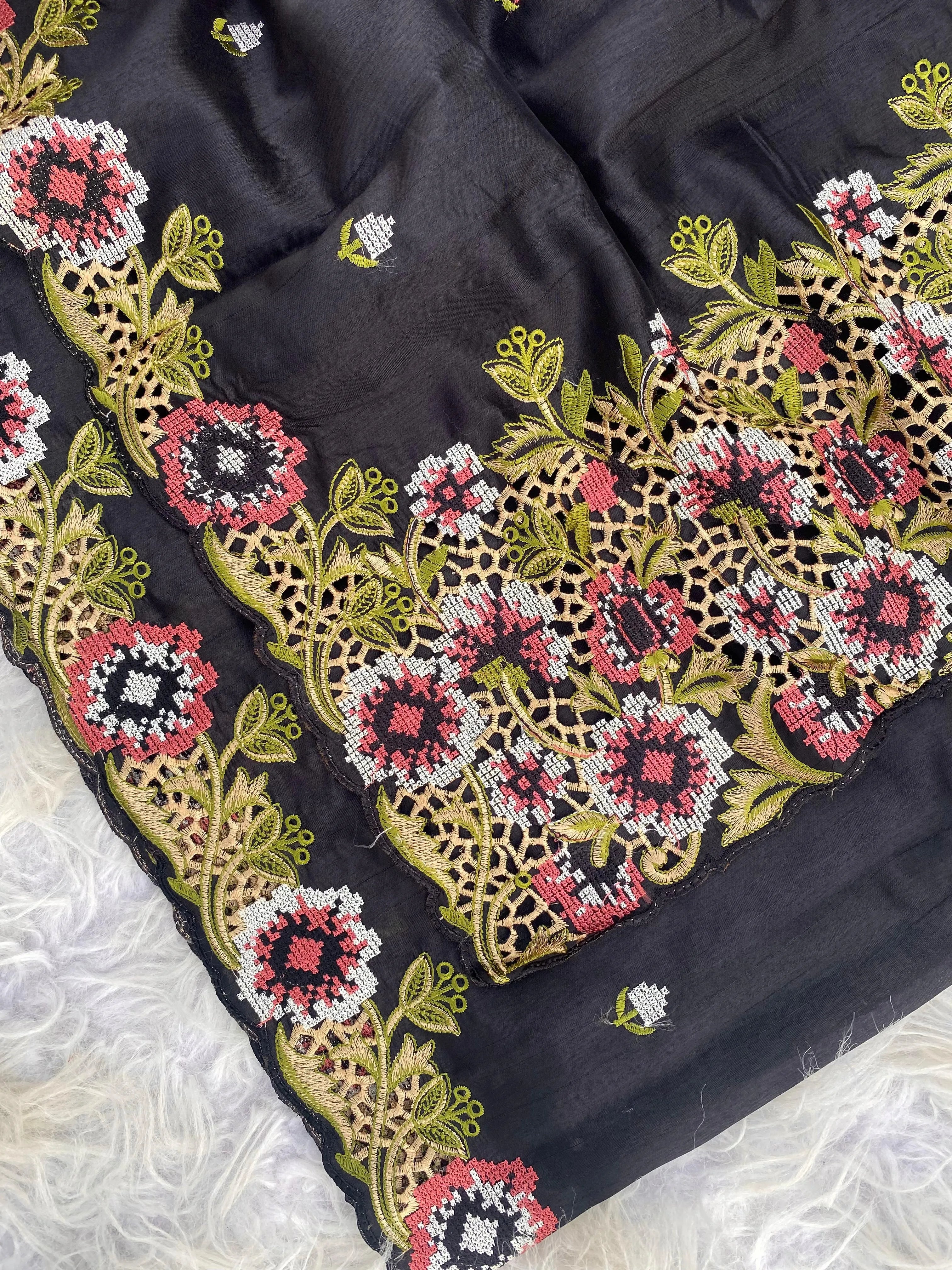 Embroidery Work Tussar Silk Saree