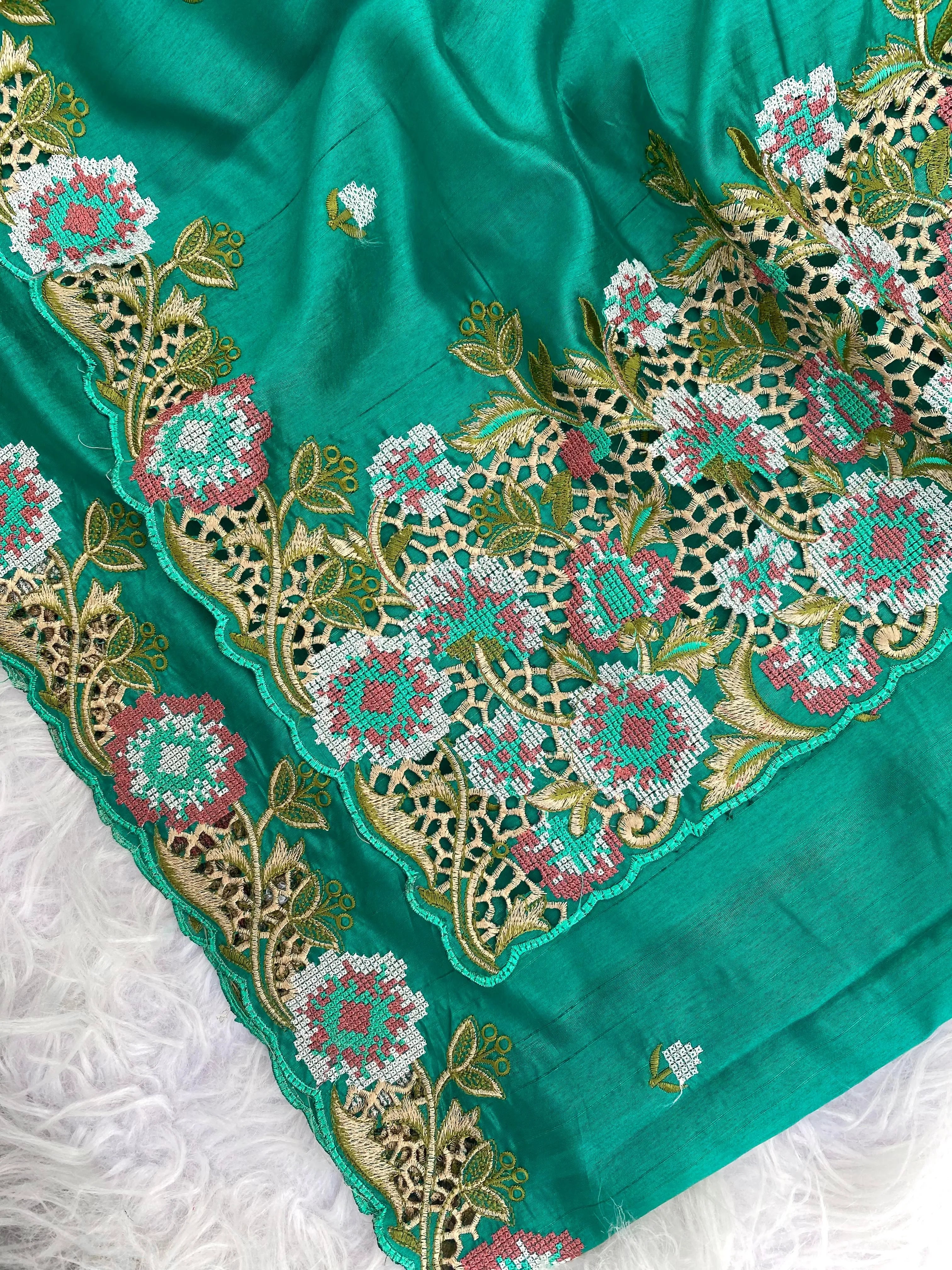 Embroidery Work Tussar Silk Saree