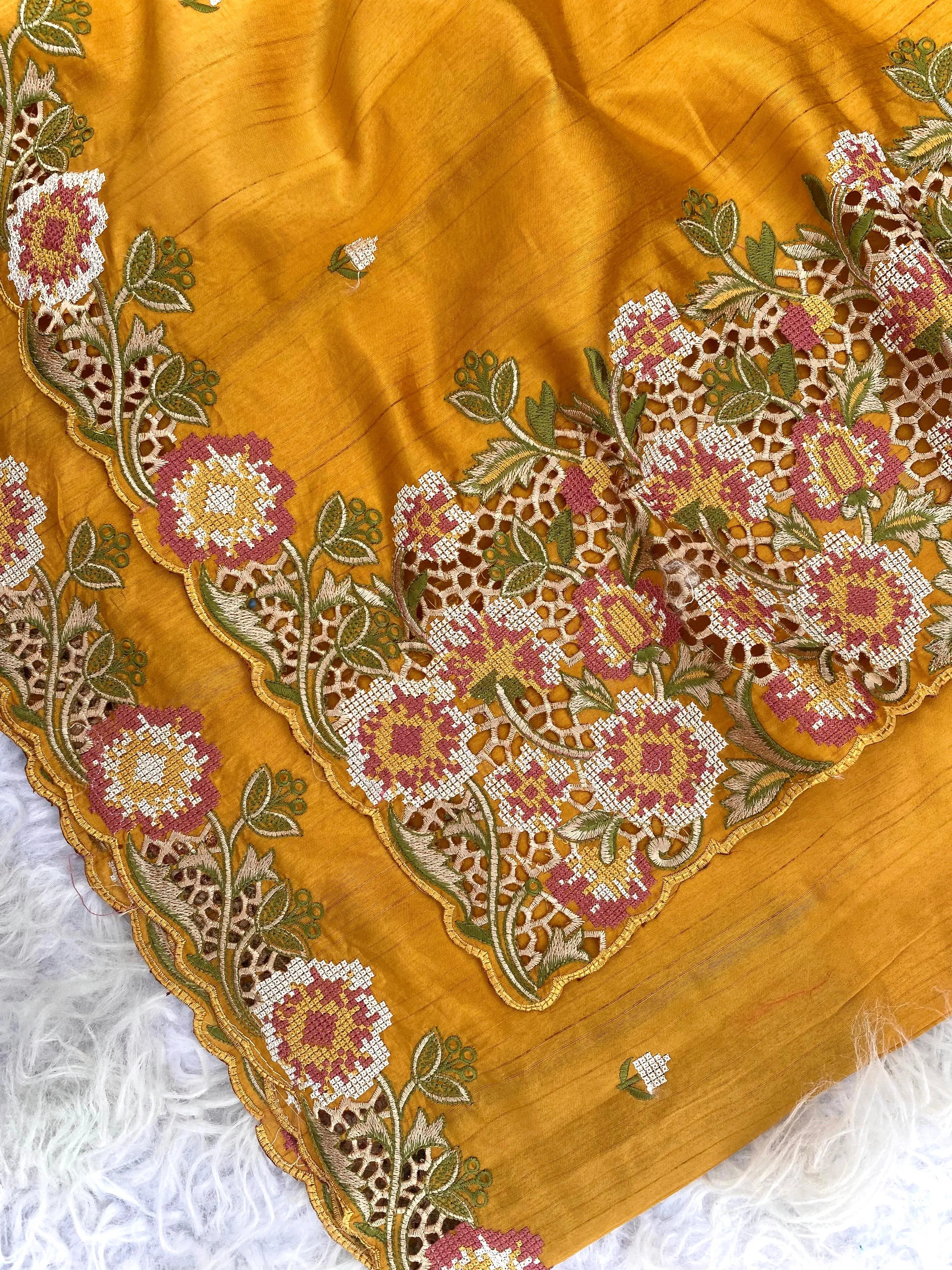 Embroidery Work Tussar Silk Saree