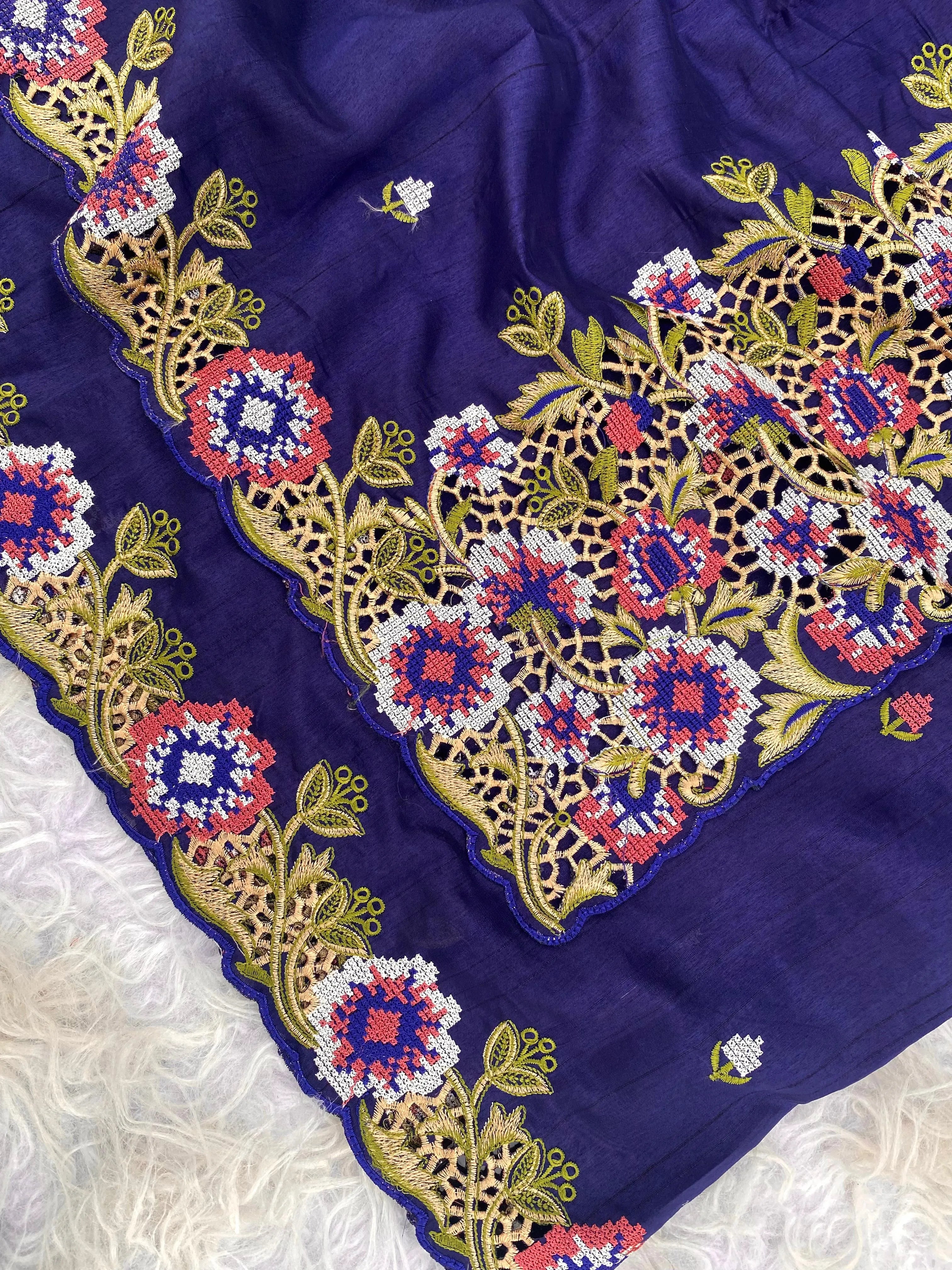Embroidery Work Tussar Silk Saree
