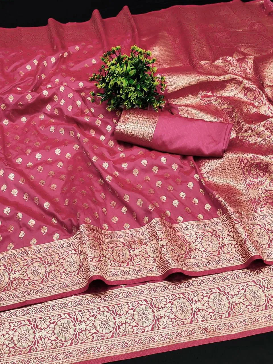 Banarasi Zari Motif Silk Fabric Saree