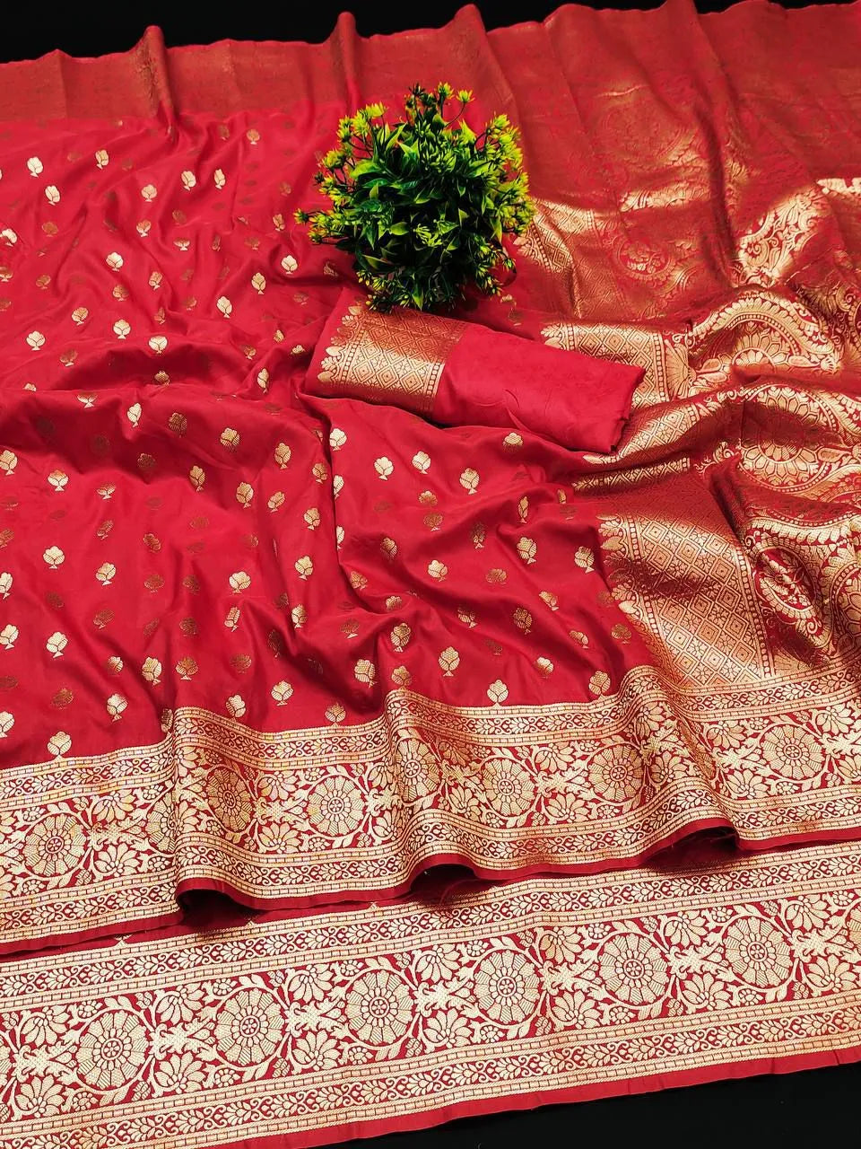Banarasi Zari Motif Silk Fabric Saree