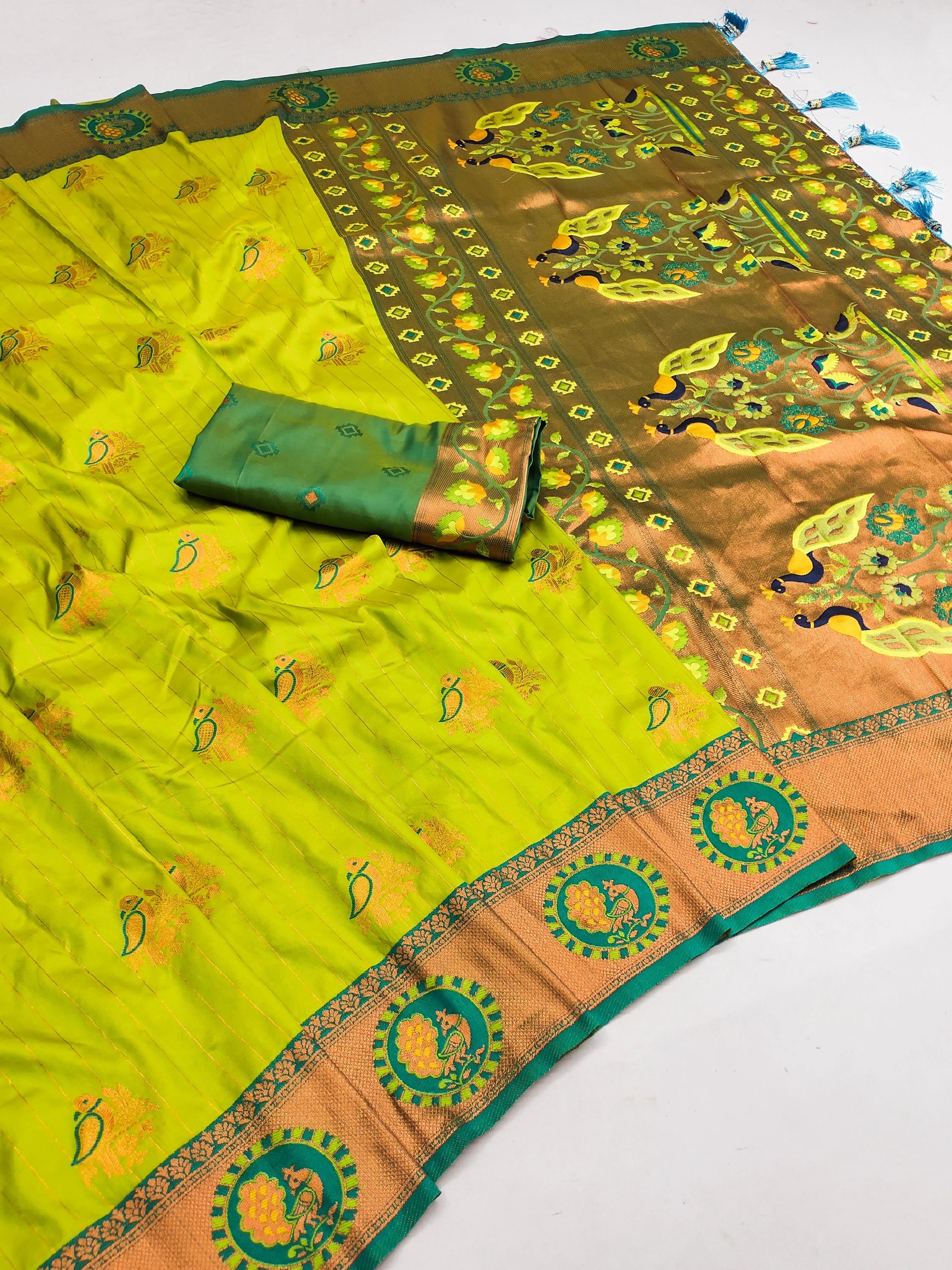 Soft Silk Copper Zari Weaving Paithani Saree