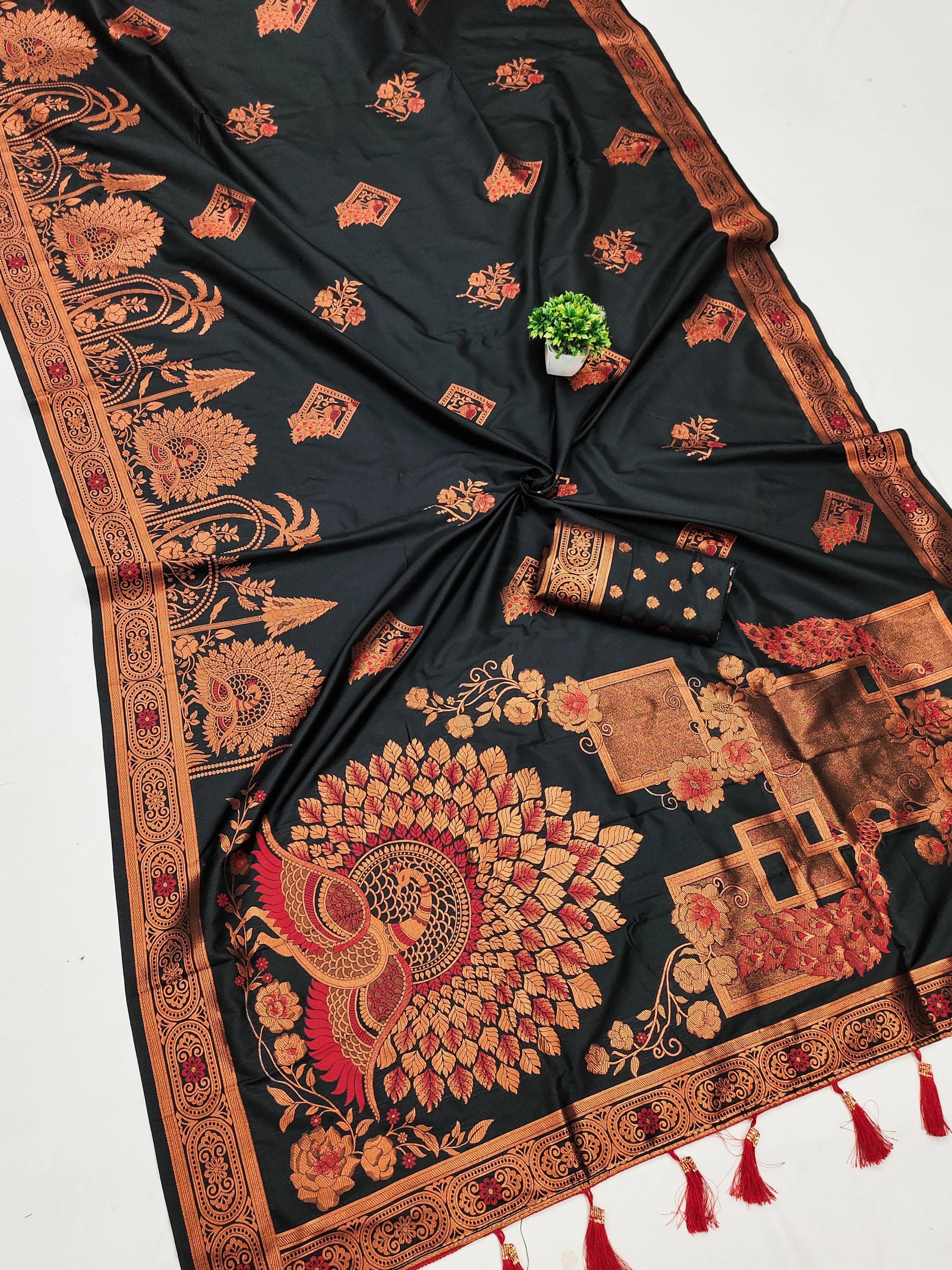 Soft Silk Copper Zari Weaving Paithani Saree