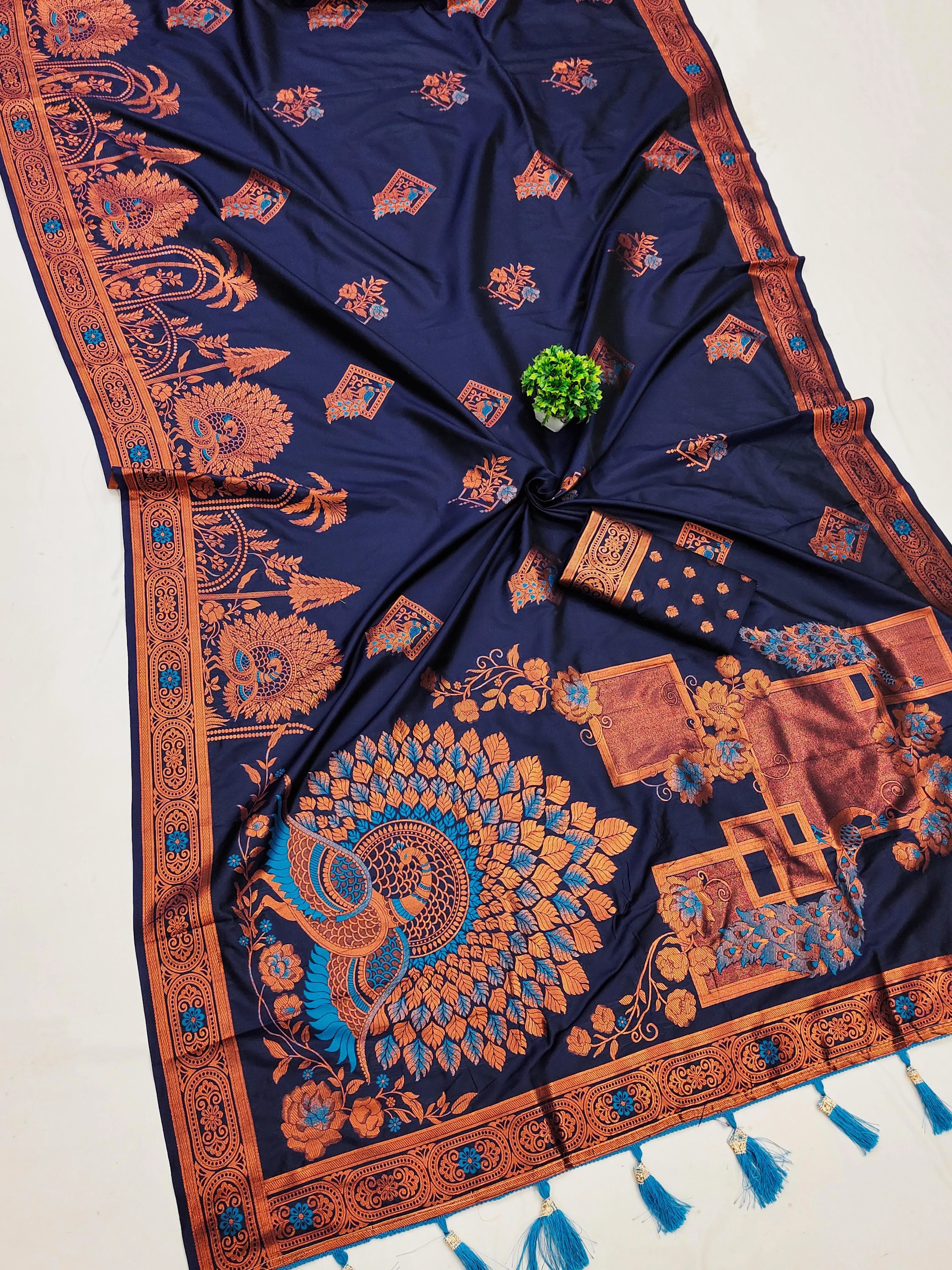 Soft Silk Copper Zari Weaving Paithani Saree