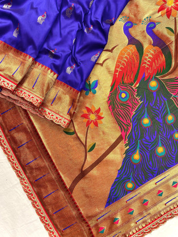 Paithani Soft Silk Scallop Border Lace Saree