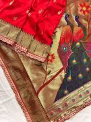 Paithani Soft Silk Scallop Border Lace Saree