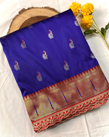 Paithani Soft Silk Scallop Border Lace Saree