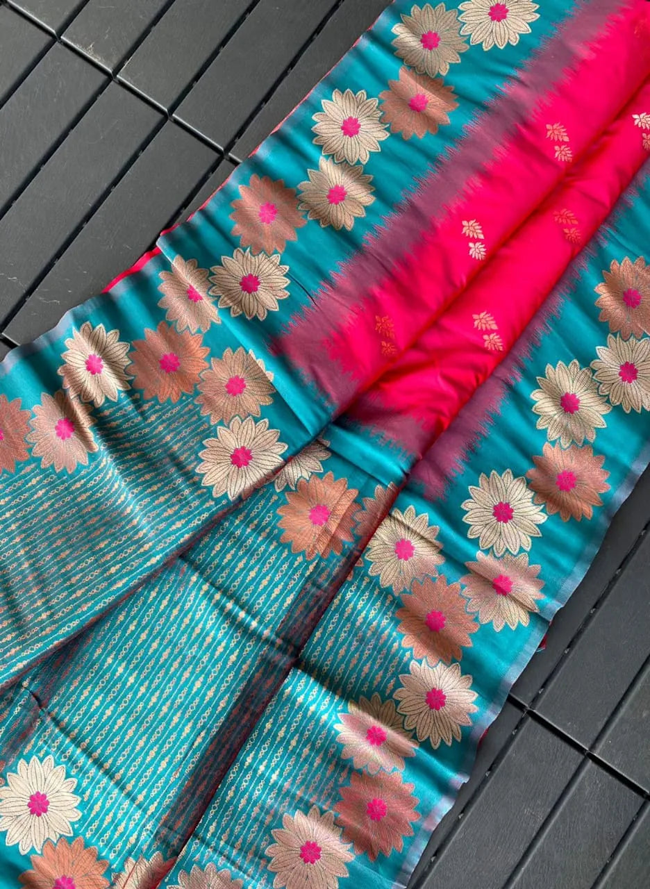Soft Silk Floral Zari Weaving Saree