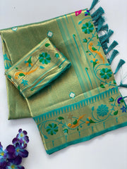Tissue Silk Peacock Paithani Saree