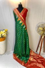 Semi Kanchipuram Temple Weaving Border Saree