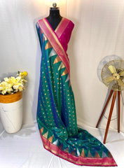 Semi Kanchipuram Temple Weaving Border Saree