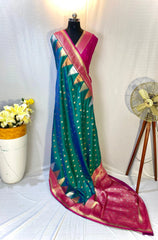 Semi Kanchipuram Temple Weaving Border Saree