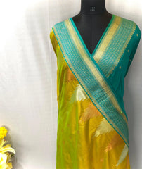 Semi Kanchipuram Temple Weaving Border Saree