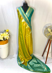 Semi Kanchipuram Temple Weaving Border Saree