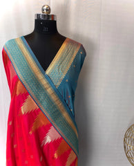 Semi Kanchipuram Temple Weaving Border Saree
