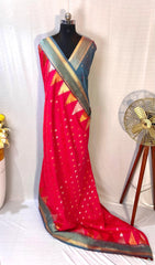 Semi Kanchipuram Temple Weaving Border Saree