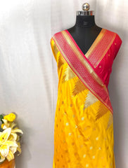 Semi Kanchipuram Temple Weaving Border Saree
