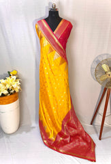 Semi Kanchipuram Temple Weaving Border Saree