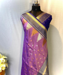 Semi Kanchipuram Temple Weaving Border Saree