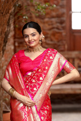 Banarasi Mushro Satin Silk Zari Weaving Saree