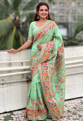 Pashmina Kashmiri Woven Border Saree
