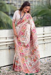 Pashmina Kashmiri Woven Border Saree